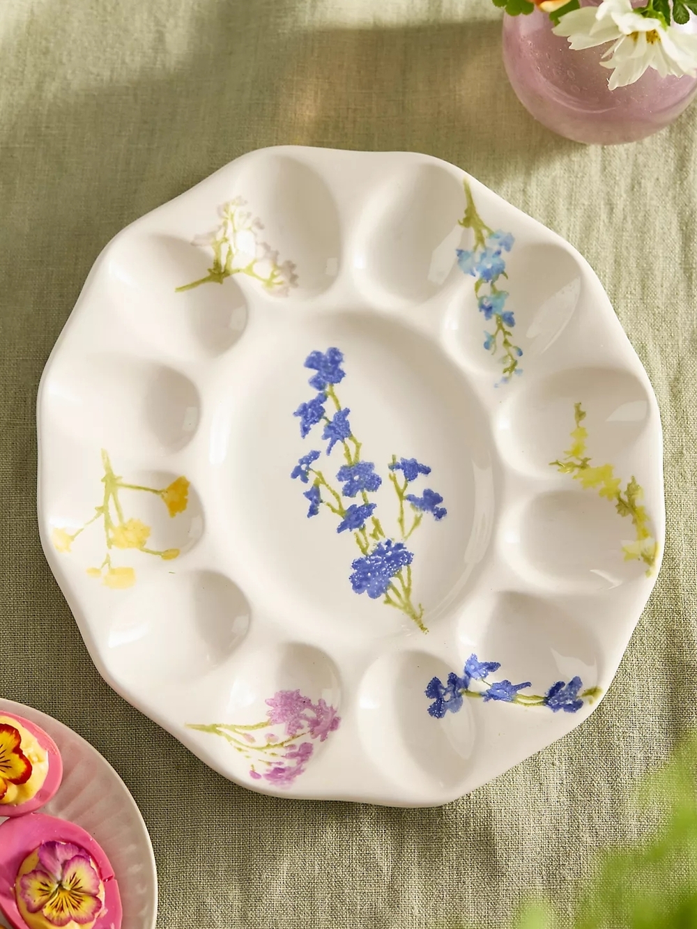 Anthropologie Colorful Floral Deviled Egg Plate - Picture 2 of 2